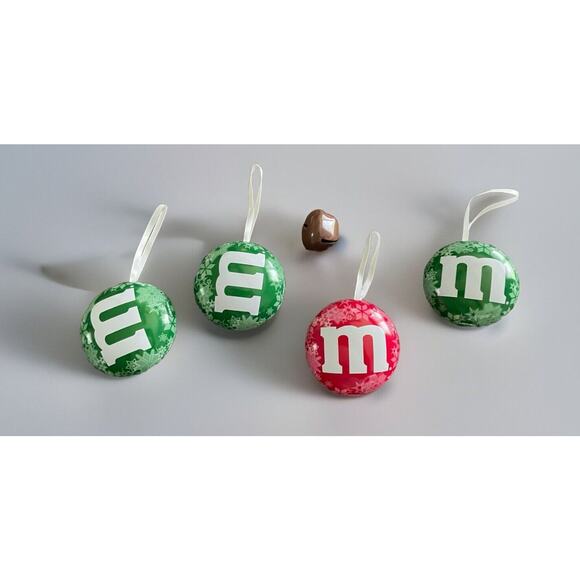 Vintage M&M Candy 3" Round Metal Tin Container Christmas Ornaments Bell - Picture 1 of 6